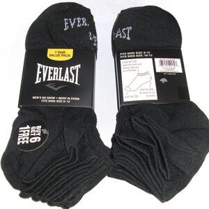 14 Pairs Mens Black Thin Light Weight Moisture Wicking No Show Everlast Socks